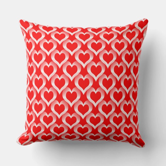 Cojín Decorativo Patrón de corazones rojos blancos (Anverso)