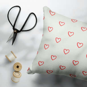 Cojín Decorativo Patrón de Corazones Rojos, Lindo, Amor