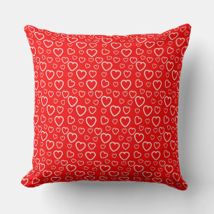 Cojín Decorativo Patrón de Corazones Rojos y Blancos