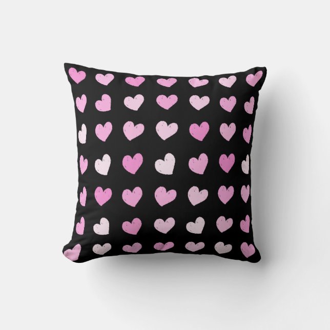 Cojín Decorativo Patrón de corazones rosados (Anverso)