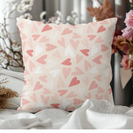 Cojín Decorativo Patrón de Corazones Rosados Chic Decoración Día de