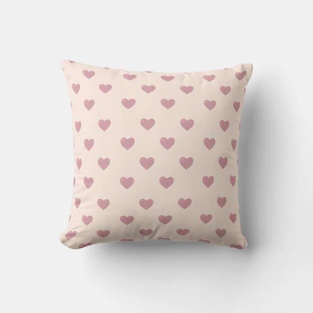 Cojín Decorativo Patrón de corazones rosados de Rubor, moderno (Anverso)