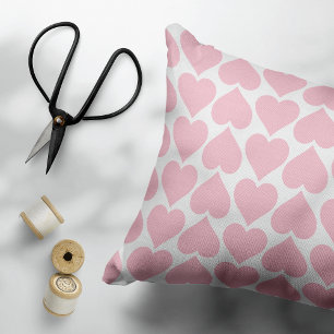 Cojín Decorativo Patrón de Corazones Rosados, Romántico, Amor