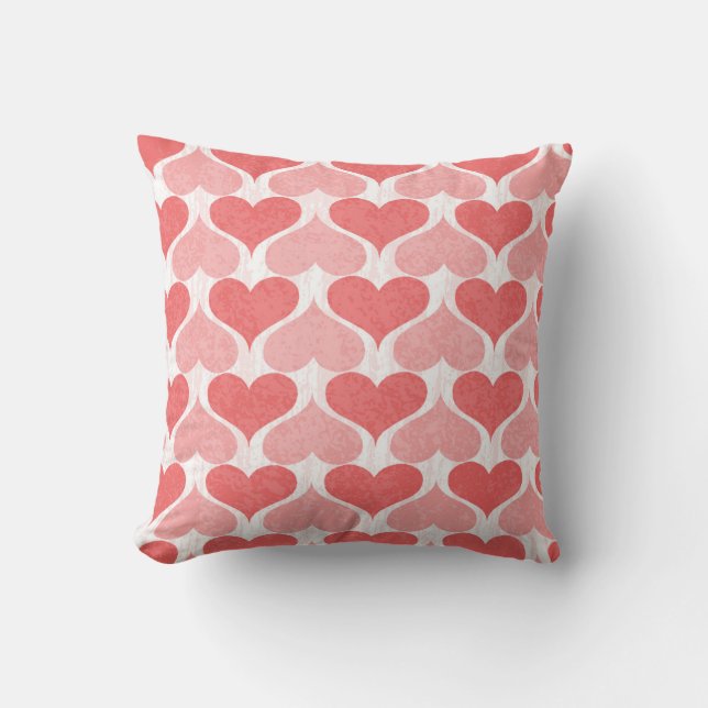 Cojín Decorativo Patrón de Corazones Rosas (Anverso)