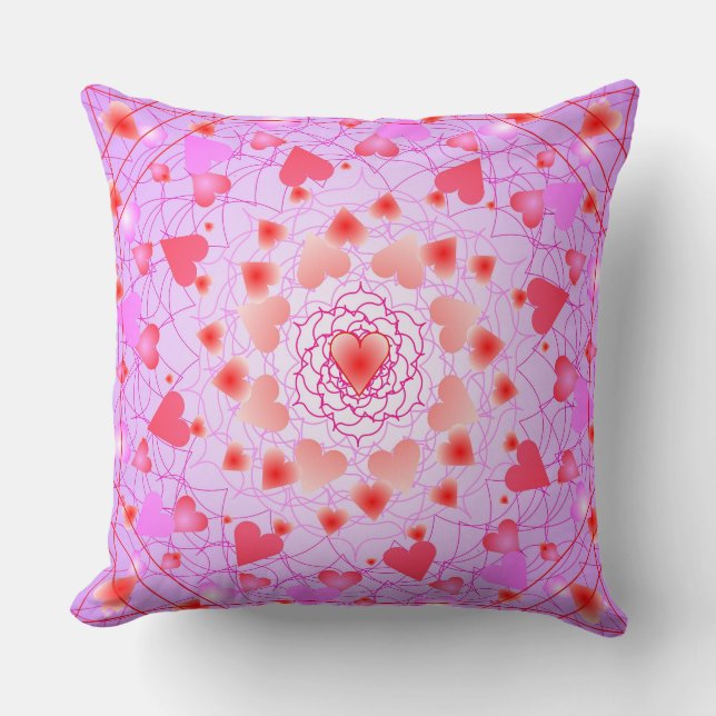 Cojín Decorativo Patrón de Corazones Rosas (Anverso)