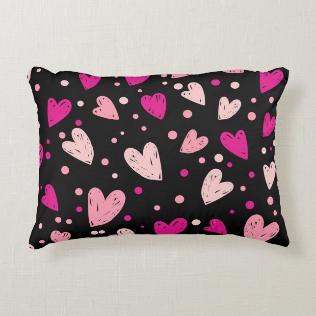 Cojín Decorativo Patrón de corazones y puntos encantadores (Anverso)
