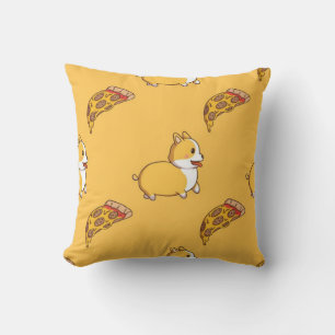Cojín Decorativo Patrón De Corgi Y Pizza Slice