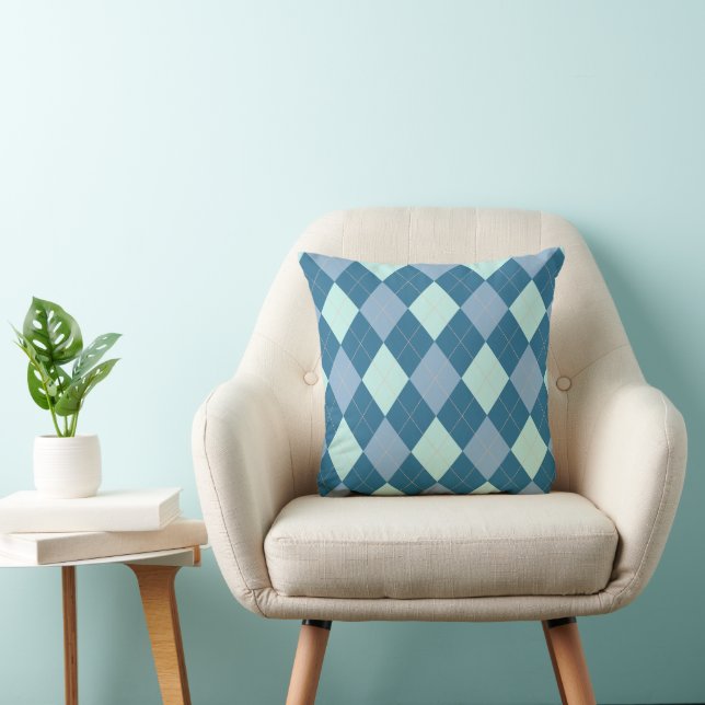 Cojín Decorativo Patrón de cosecha de arglos azules (Silla)