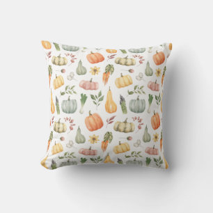 Cojín Decorativo Patrón de cosecha de otoño de acuarela