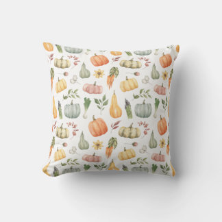 Cojín Decorativo Patrón de cosecha de otoño de acuarela