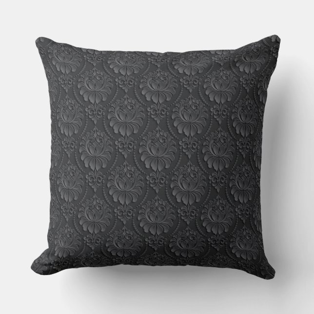 Cojín Decorativo Patrón de cosecha negra (Anverso)