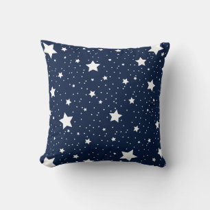 Cojín Decorativo Patrón de cosmos estelar en azul y blanco de la ma