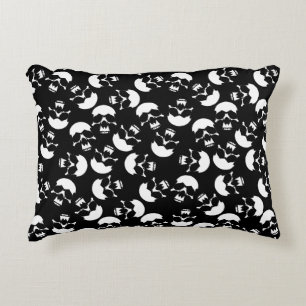 Cojín Decorativo Patrón de cráneo estético negro y blanco oscuro