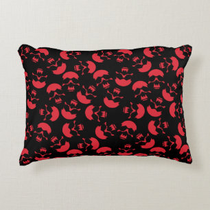 Cojín Decorativo Patrón de cráneo estético rojo y negro oscuro