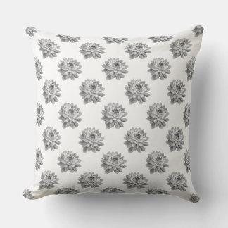 Cojín Decorativo Patrón de crisantemo - Monocromo sobre blanco