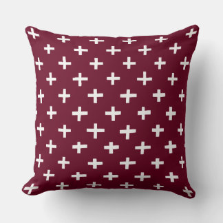 Cojín Decorativo Patrón de cruces - Crimson profundos
