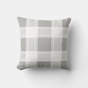 Cojín Decorativo Patrón de Cuadro de Tono Gris Moderno