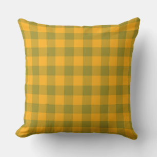 Cojín Decorativo Patrón de Cuadro Escocés Verde Amarillo