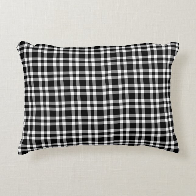 Cojín Decorativo Patrón de Cuadro Negro Blanco (Anverso)