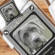 Patrón de Cuadro Negro y Blanco Mascota Perro Memo