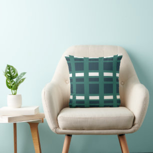 Cojín Decorativo Patrón de cuadros a cuadros azul blanco verde azul