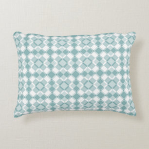 Cojín Decorativo Patrón de cuadros Argyle blanco turquesa