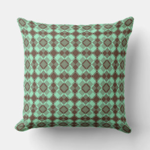 Cojín Decorativo Patrón de cuadros Argyle marrón verde