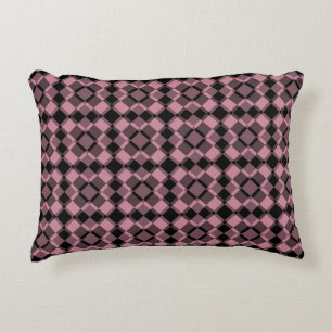 Cojín Decorativo Patrón de cuadros argyle rosa y negro