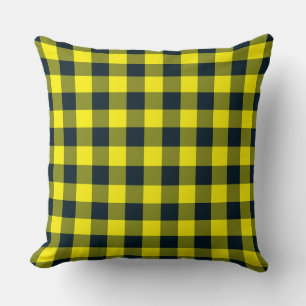 Cojín Decorativo Patrón de cuadros escoceses amarillo y negro