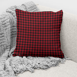 Cojín Decorativo Patrón de Cuadros Escoceses de Gingham Rojo Rústic