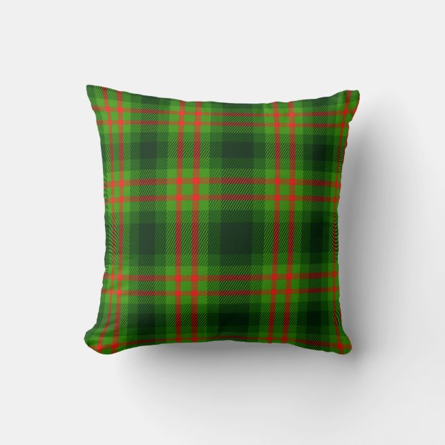 Cojín Decorativo Patrón de cuadros escoceses rojo y verde de Navida (Anverso)