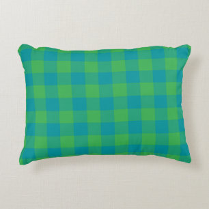 Cojín Decorativo Patrón de cuadros escoceses verde azul