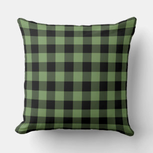 Cojín Decorativo Patrón de cuadros escoceses verde y negro