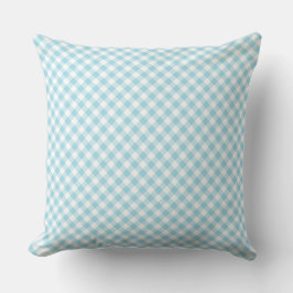 Cojín Decorativo Patrón de cuadros gingham azul pálido y blanco en 