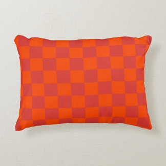 Cojín Decorativo Patrón de cuadros gingham naranja rojo