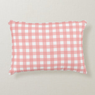 Cojín Decorativo Patrón de cuadros gingham rosa rubor
