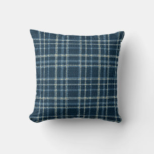 Cojín Decorativo Patrón de cuadros punteado. Gris-azul.