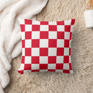 Cojín Decorativo Patrón de cuadros rojos y blancos