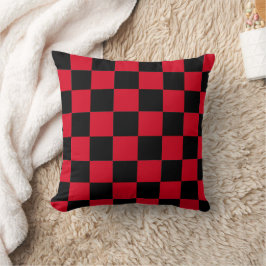 Cojín Decorativo Patrón de cuadros rojos y negros