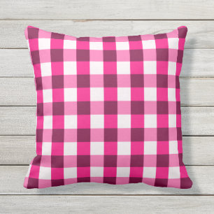 Cojín Decorativo Patrón de cuadros rosa caliente