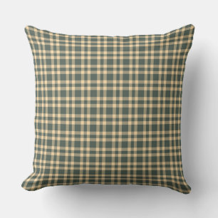Cojín Decorativo Patrón de Cuadros Verde Amarillo