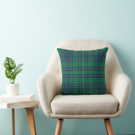 Cojín Decorativo Patrón de cuadros verde azul clásico