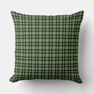 Cojín Decorativo Patrón de Cuadros Verde y Negro