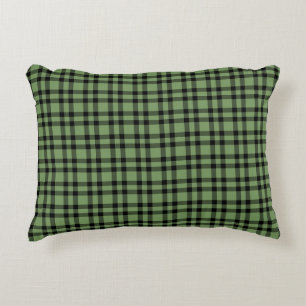 Cojín Decorativo Patrón de Cuadros Verde y Negro