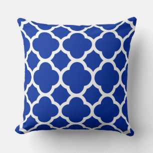 Cojín Decorativo Patrón de Cuatrefoil Azul Zafiro Claro
