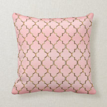 Patrón de cuatrefolios rosados y dorados satinados