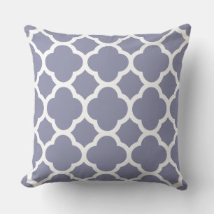 Cojín Decorativo patrón de cuatro hojas azul ahumado