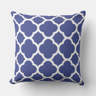 Cojín Decorativo Patrón de cuatro hojas azul cobalto