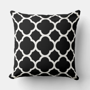 Cojín Decorativo Patrón de cuatro hojas en blanco y negro
