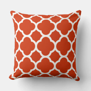 Cojín Decorativo Patrón de cuatro hojas rojo arcilla